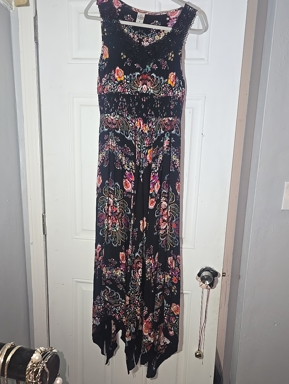 Bila Black Floral Dress with Multicolor Print